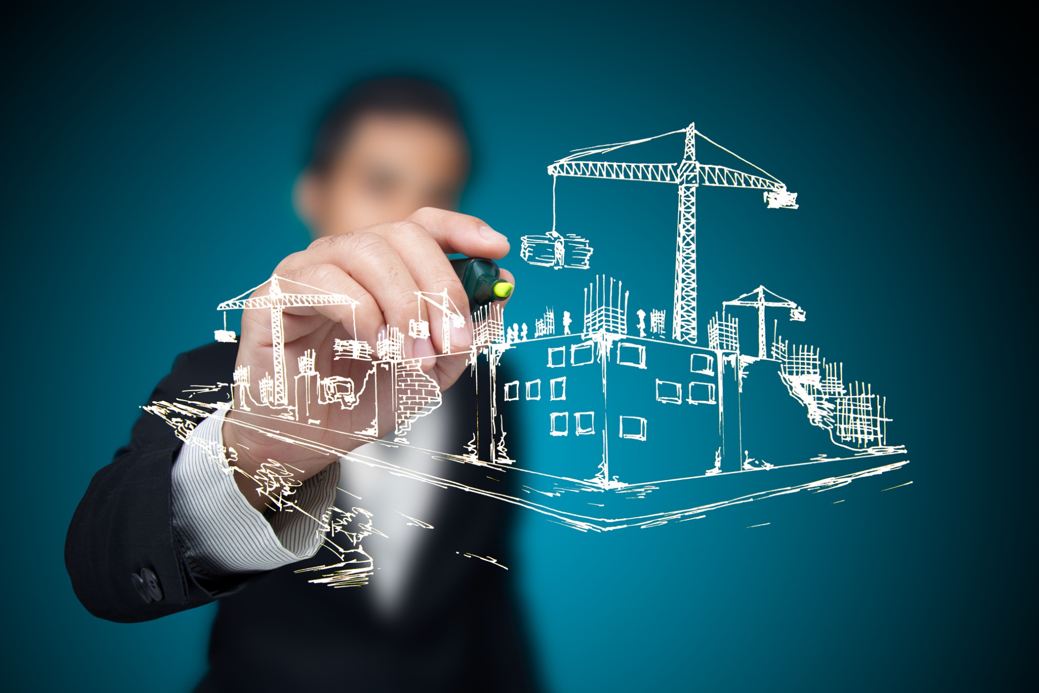 Equipe executando obra corporativa